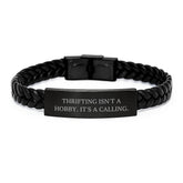 Gifts from Thrifting Enthusiasts to Friends, Men, Thrifting Unique Leather Bracelets, Thrifting Isn't A Hobby, It's A Calling. - Image 1